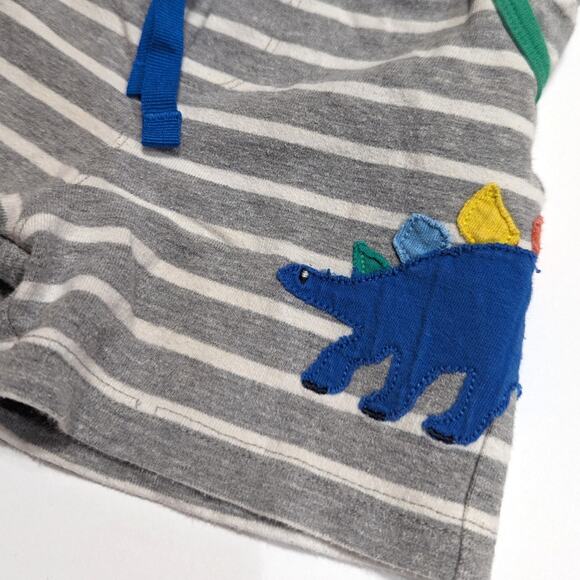 Baby Boden Shorts Boys Size 6-12m Gray Stripe Dinosaur Applique - Picture 2 of 5